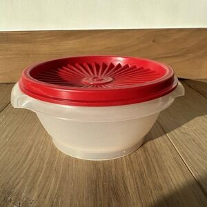 Tupperware Vintage Sheer Color 1 cup Servalier Bowl #1323 w/ Red Seal -EUC 5"